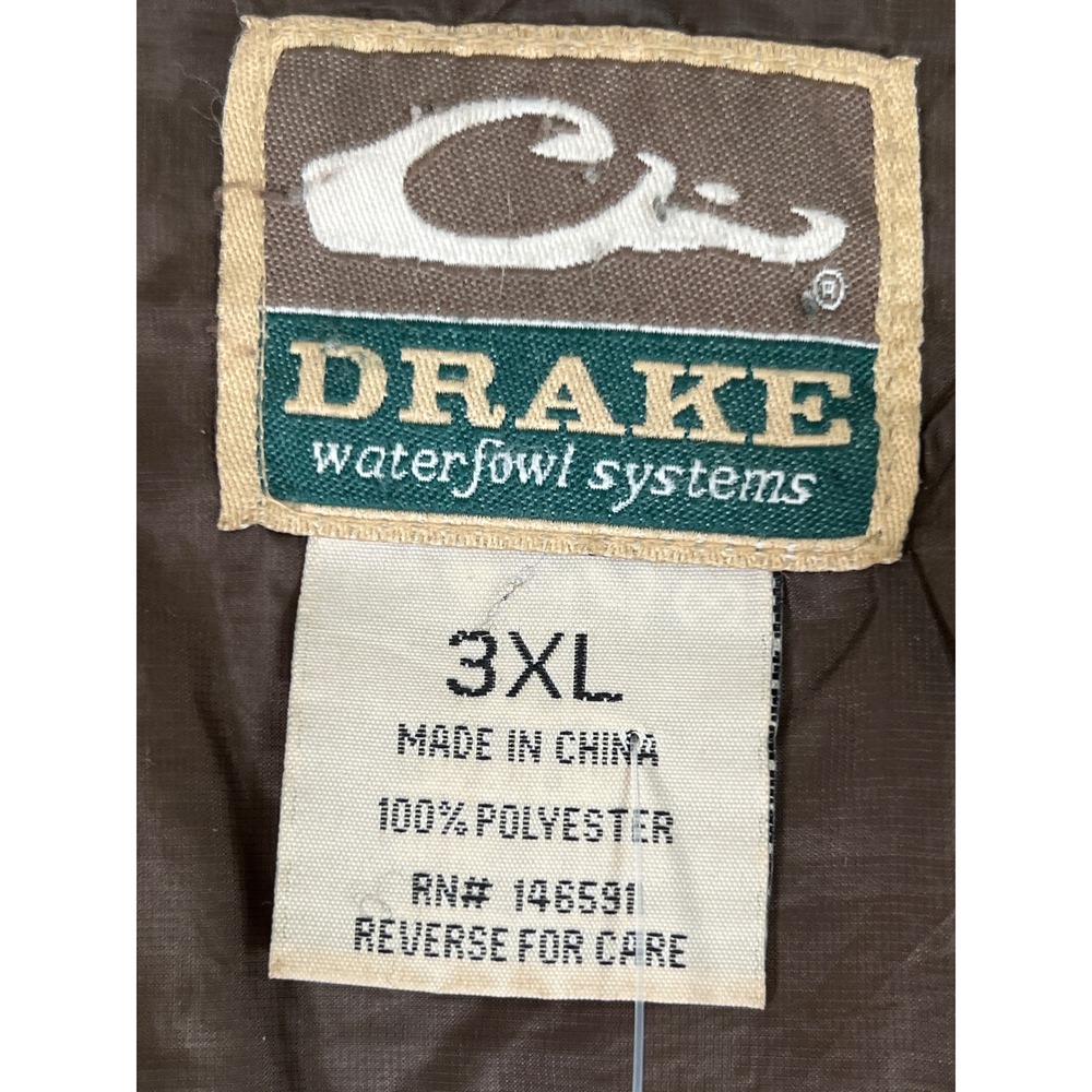 DRAKE WATERFOWL Quilted Jacket XL Camo EUC Mossy Oak Bottomland Full Zip